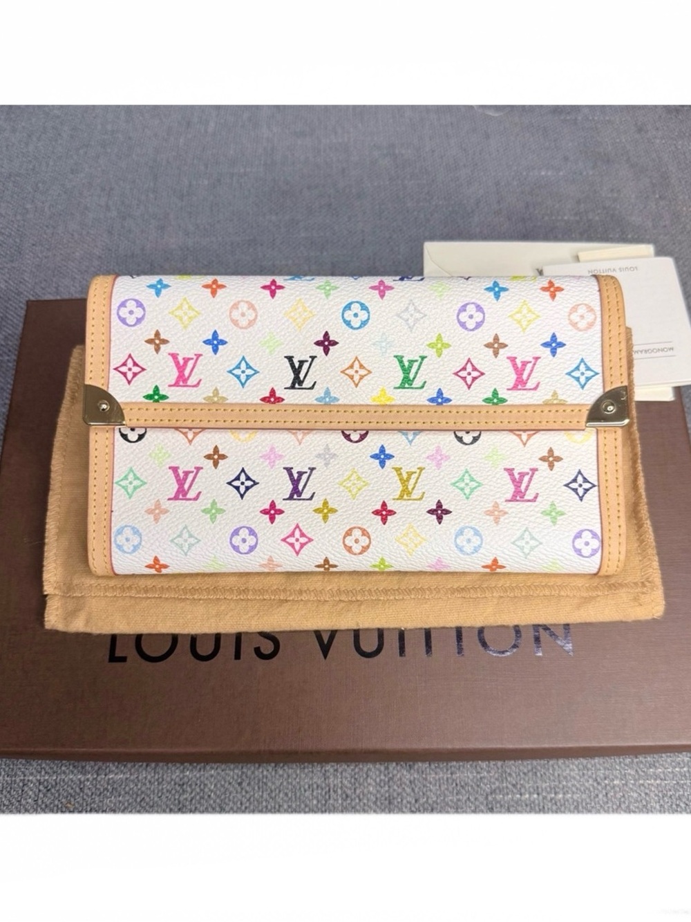 Louis Vuitton Monogram multicolor Takashi Murakami long wallet.
